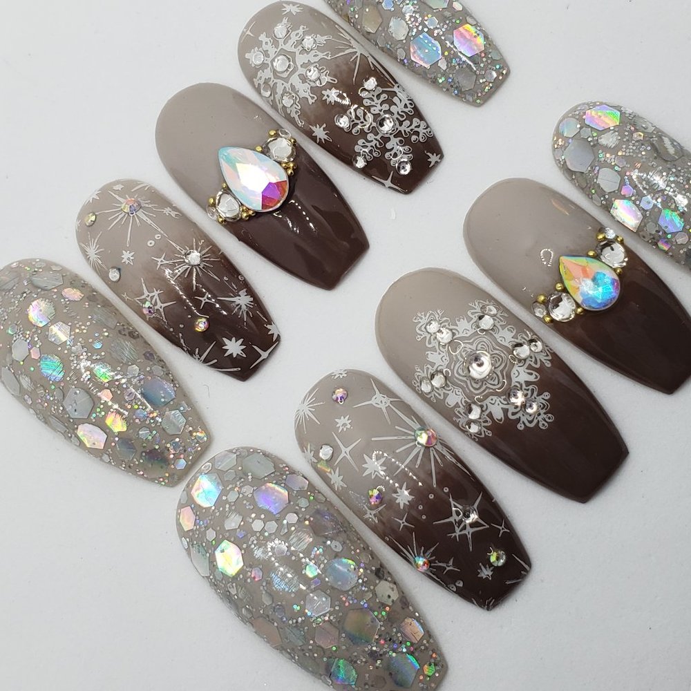 Long Ballerina Gel Press on nails - Picture 3 of 7